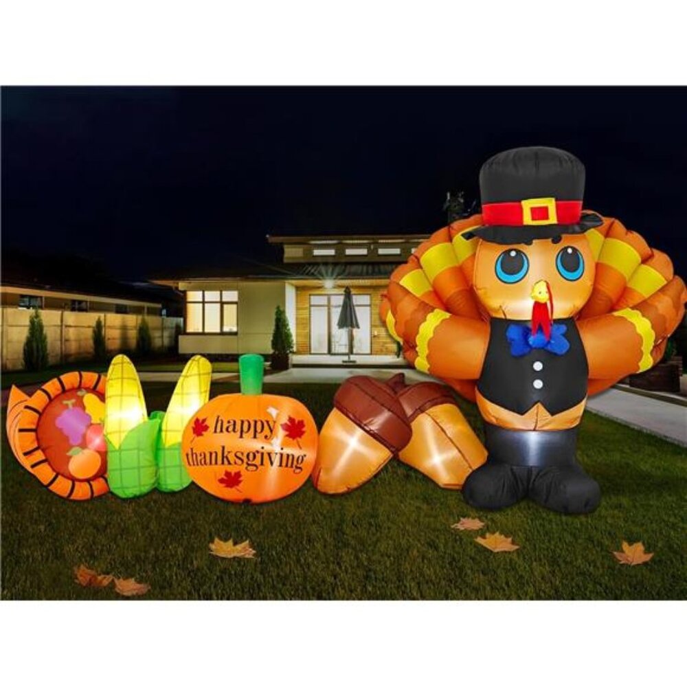 9FT Long Thanksgiving Inflatables Turkey Outdoor Decorations Blow Up Turkey